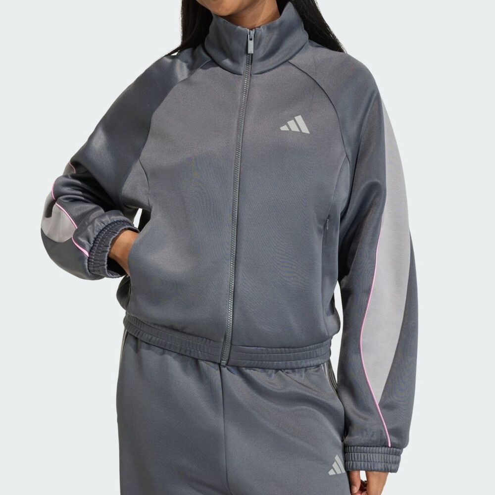 NWT adidas Grey & Charcoal Loose Fit Stadium Track Top Jacket Women's XL